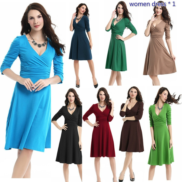 Women's Casual Cocktail Dress Ruched ...